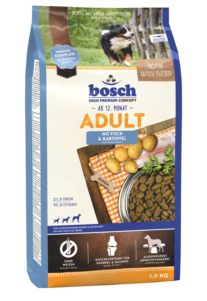 Bosch Adult Fish & Potato (High Premium), 1kg цена и информация | Sausā barība suņiem | 220.lv