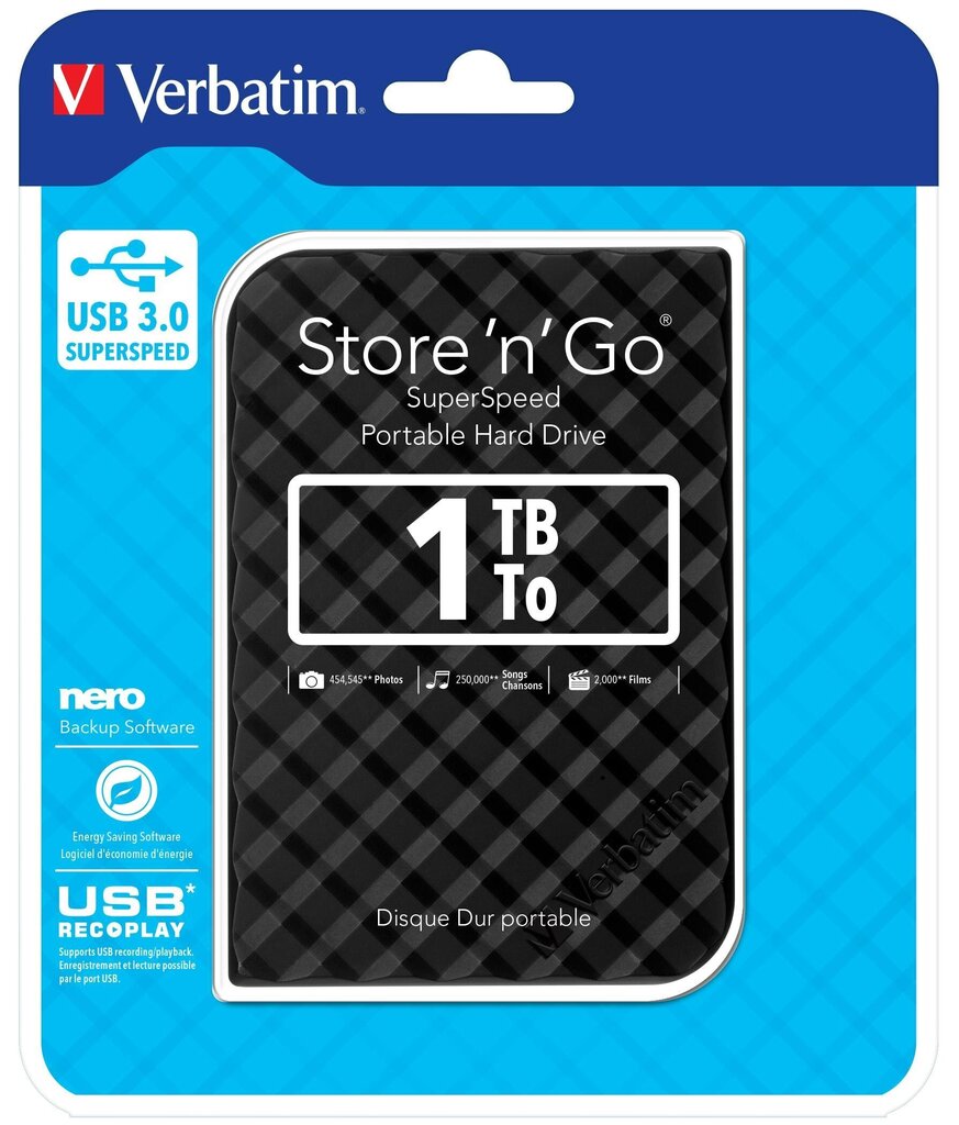 Verbatim Store 'n' Go 2,5'' 1TB, USB 3.0 цена и информация | Ārējie cietie diski | 220.lv