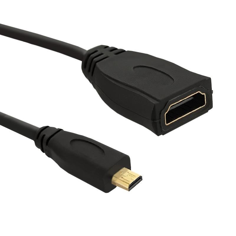 Qoltec Cabel Micro HDMI DM / HDMI AF v1.4 | 0,2m cena un informācija | Kabeļi un vadi | 220.lv