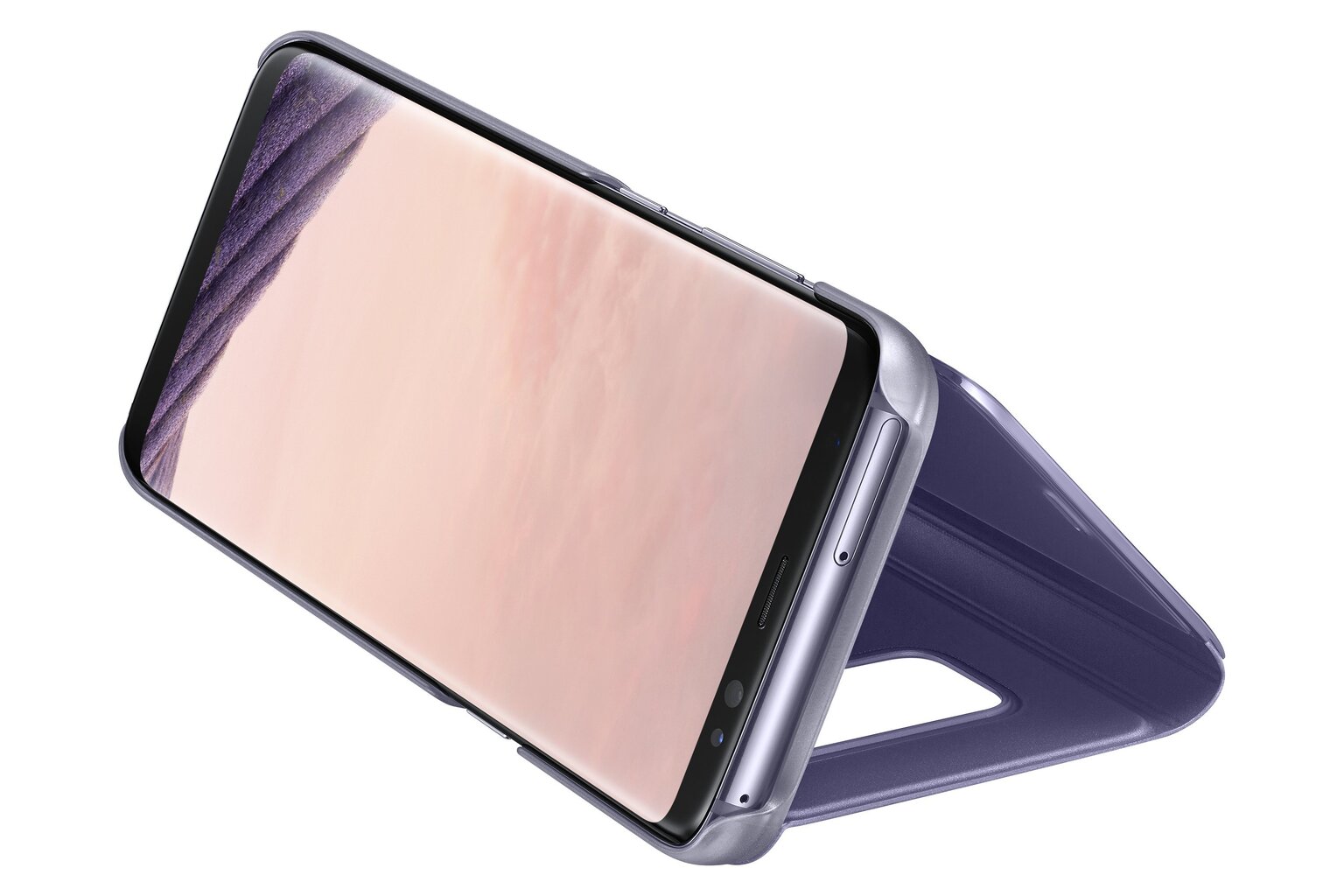 Sāniski atverams maciņš Clear View priekš Samsung Galaxy S8 (G950) Violets цена и информация | Telefonu vāciņi, maciņi | 220.lv