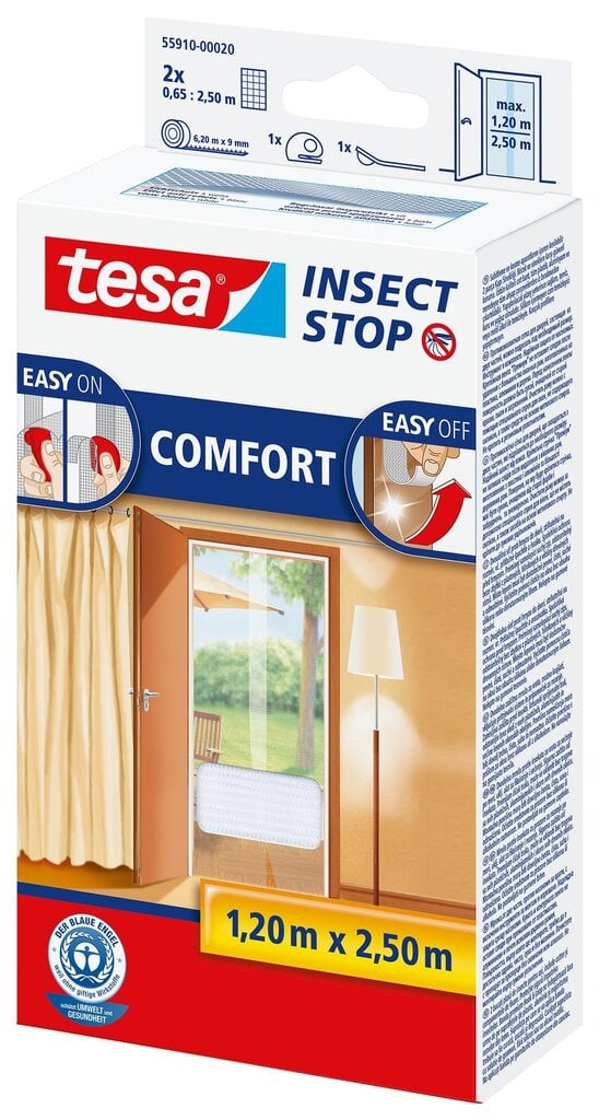 Aizsardzības siets durvīm pret kukaiņiem Comfort balts 2x0,65mx2,5m cena un informācija | Moskītu tīkli | 220.lv