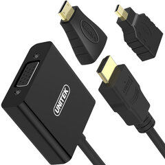 Unitek Adapter mini/micro HDMI to VGA + audio, Y-6355 цена и информация | Адаптеры и USB разветвители | 220.lv