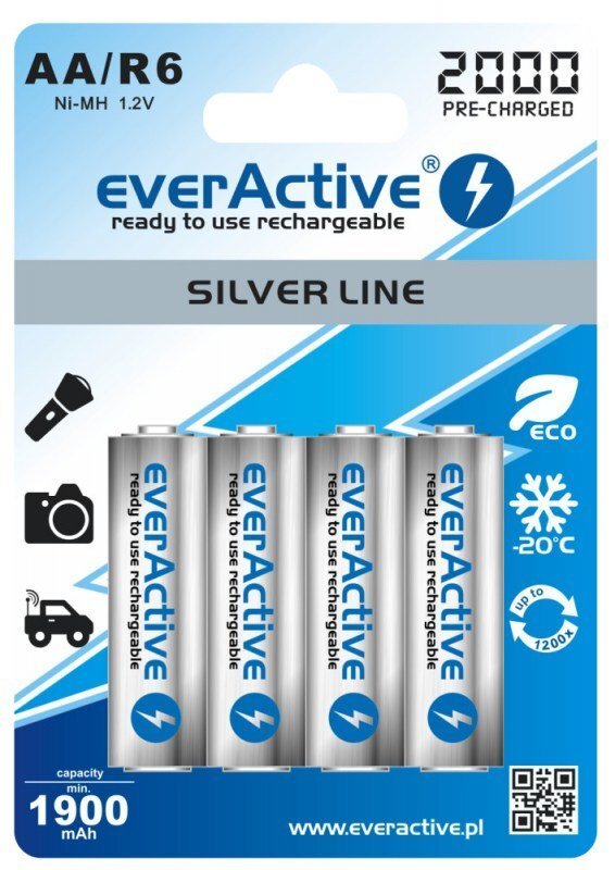 everActive Silver Line Ready to Use 2000mAh AA, 4 gab. цена и информация | Baterijas | 220.lv