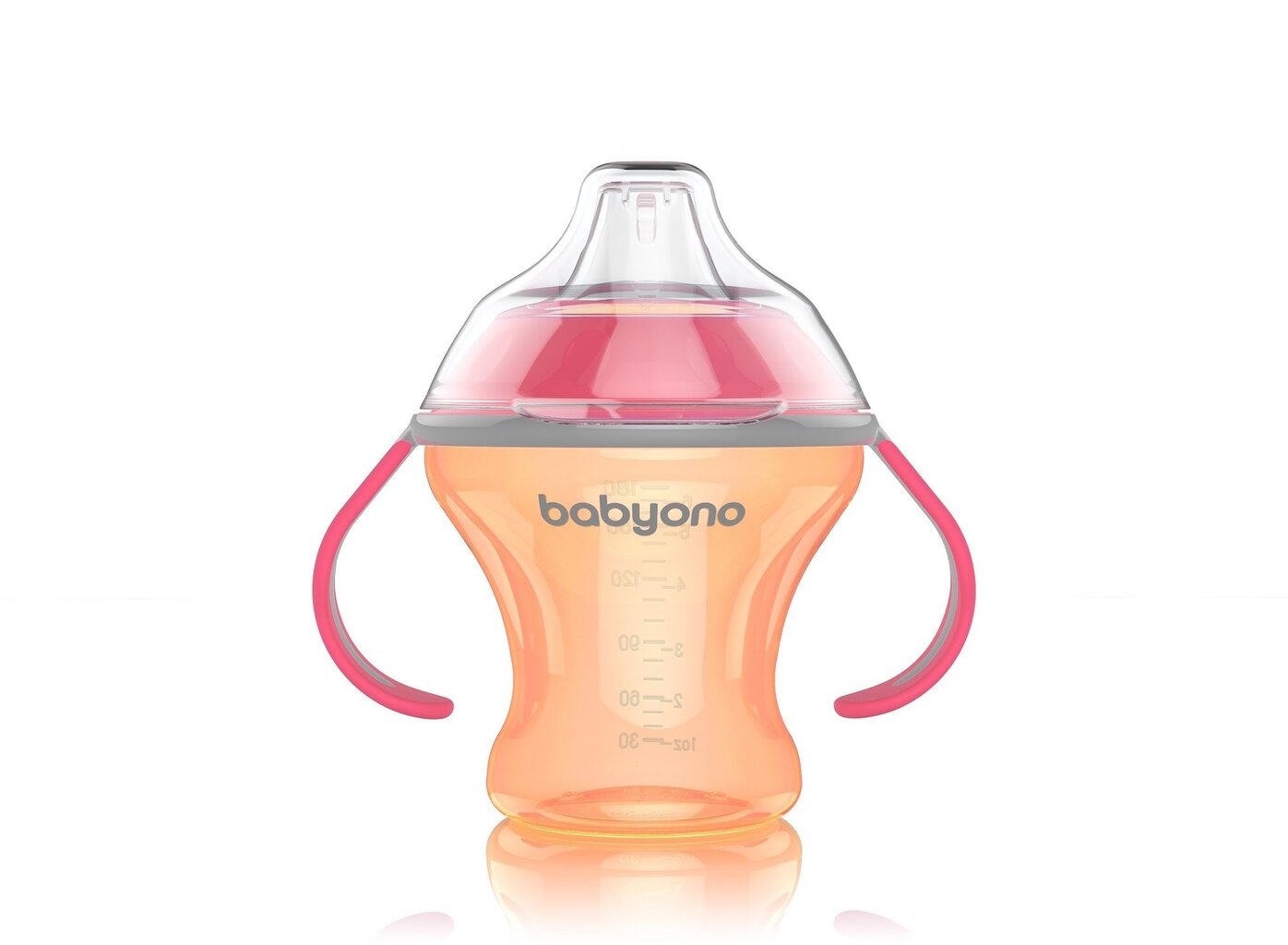 Bērnu pudelīte BabyOno Natural Nursing, 180 ml, 1456, oranža cena un informācija | Bērnu pudelītes un to aksesuāri | 220.lv