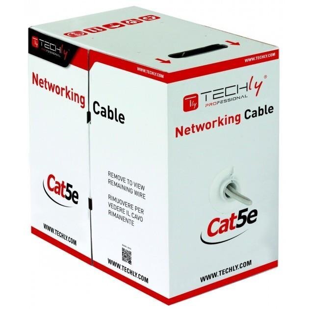 TechlyPro Network installation cable Cat5e UTP 4x2 solid CCA 305m grey cena un informācija | Kabeļi un vadi | 220.lv