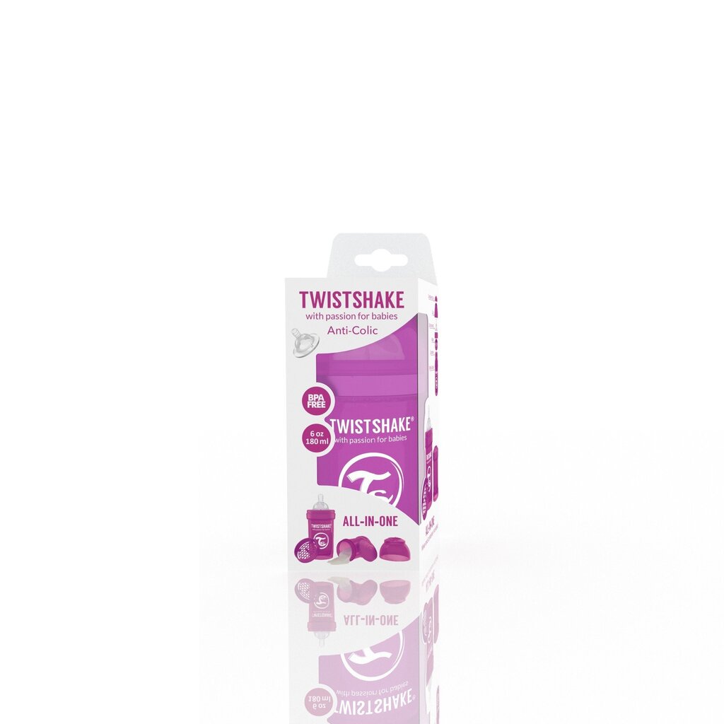 Pudelīte Twistshake Anti-Colic, 180 ml, Purple cena un informācija | Bērnu pudelītes un to aksesuāri | 220.lv