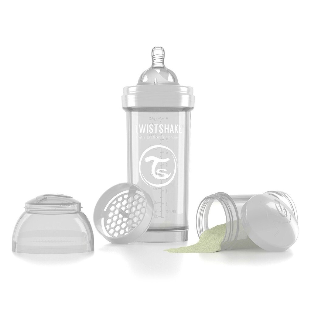 Pudelīte Twistshake Anti-Colic, 260 ml, White, balta cena un informācija | Bērnu pudelītes un to aksesuāri | 220.lv