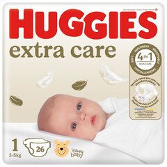 Autiņbiksītes Huggies Extra Care 1 (2-5 kg), 26 gab. cena un informācija | Autiņbiksītes | 220.lv