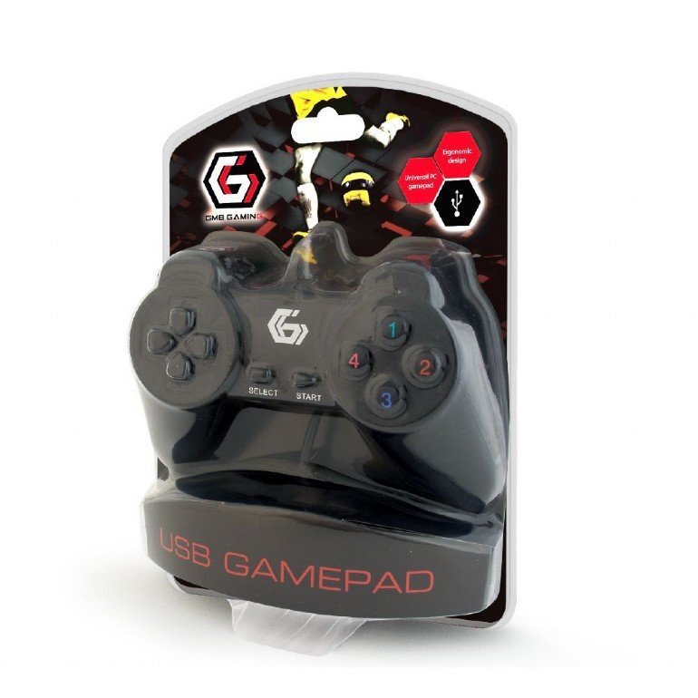 Spēles Kontrole GEMBIRD USB GAMEPAD Melns cena un informācija | Spēļu kontrolieri | 220.lv