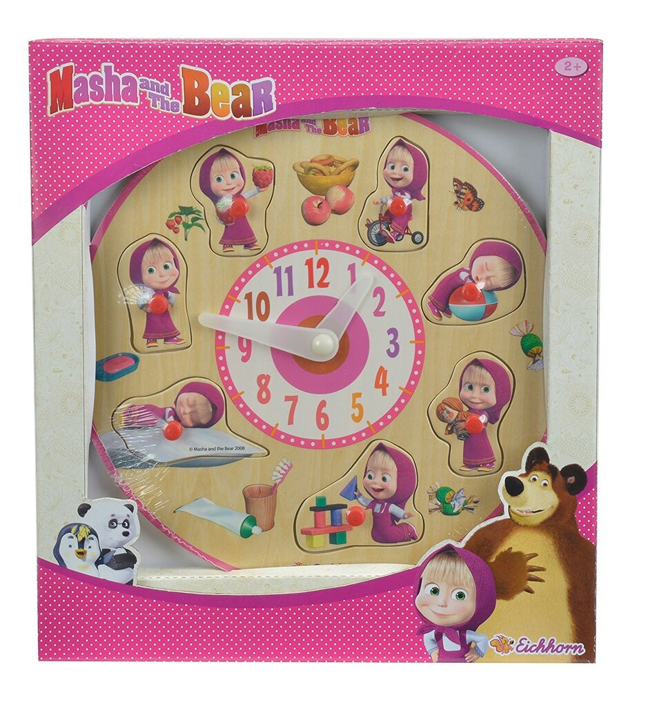 Koka puzle - pulkstenis Eichhorn Maša un Lācis цена и информация | Rotaļlietas zīdaiņiem | 220.lv