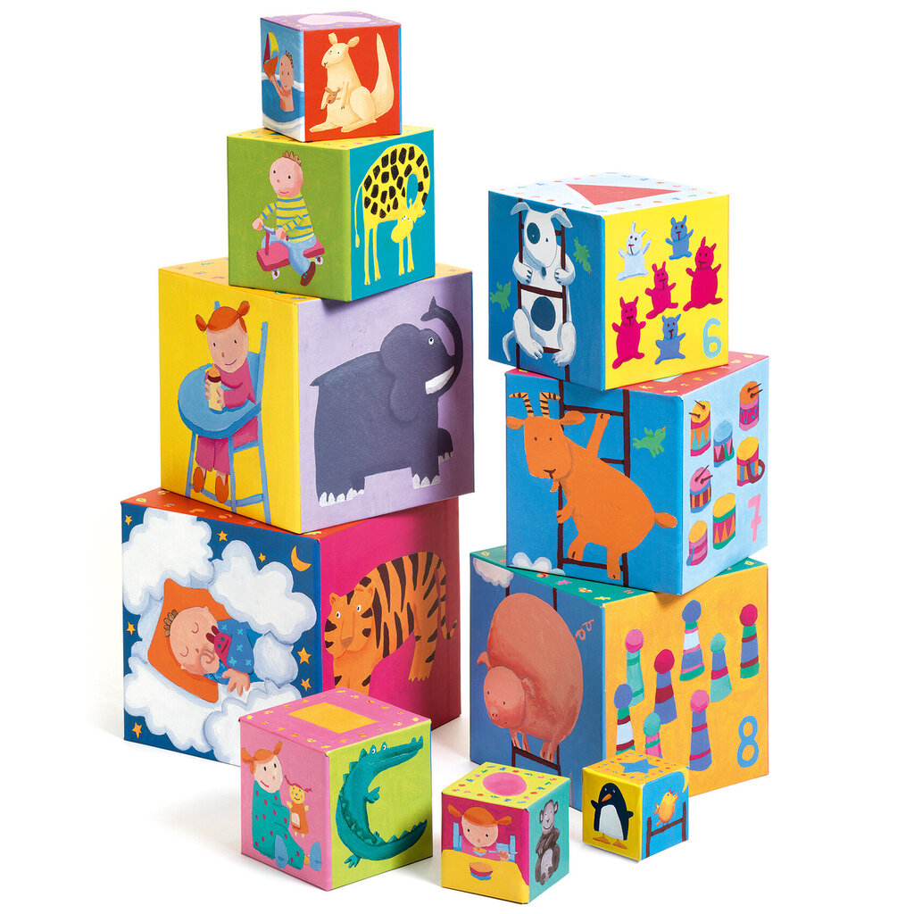 Izglītojoši kartona bloki Jautri dzīvnieki, Djeco DJ08503 cena un informācija | Rotaļlietas zīdaiņiem | 220.lv