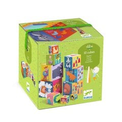 Развивающие картонные кубики Djeco «Забавные животные» DJ08503, 10 шт. цена и информация | Игрушки для малышей | 220.lv