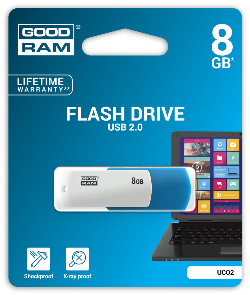 USB atmiņas karte Goodram UTS3 4GB 2.0 Zila/Balta cena un informācija | USB Atmiņas kartes | 220.lv