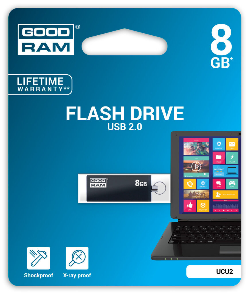 USB atmiņas karte Goodram UCU2 8GB 2.0, Melna цена и информация | USB Atmiņas kartes | 220.lv