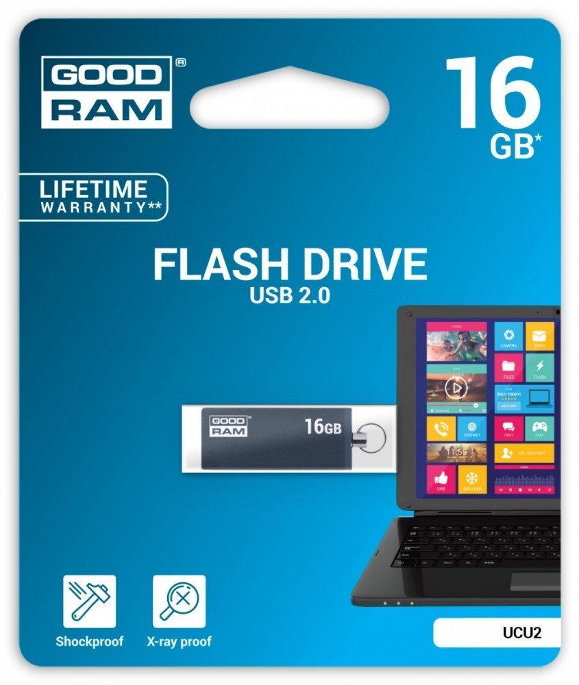 Goodram UCU2 16GB 2.0, Melna цена и информация | USB Atmiņas kartes | 220.lv