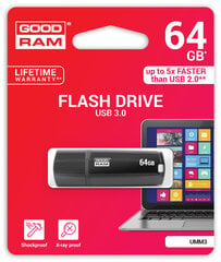 USB atmiņas karte Goodram UMM3 64GB 3.0, Melna cena un informācija | USB Atmiņas kartes | 220.lv