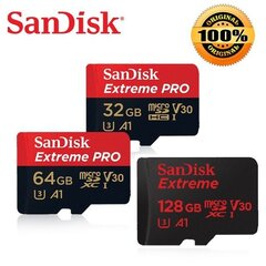 Atmiņas karte SANDISK EXTREME PRO microSDHC 32GB 100/90 MB/s A1 C10 V30 UHS-I U3 cena un informācija | Atmiņas kartes mobilajiem telefoniem | 220.lv
