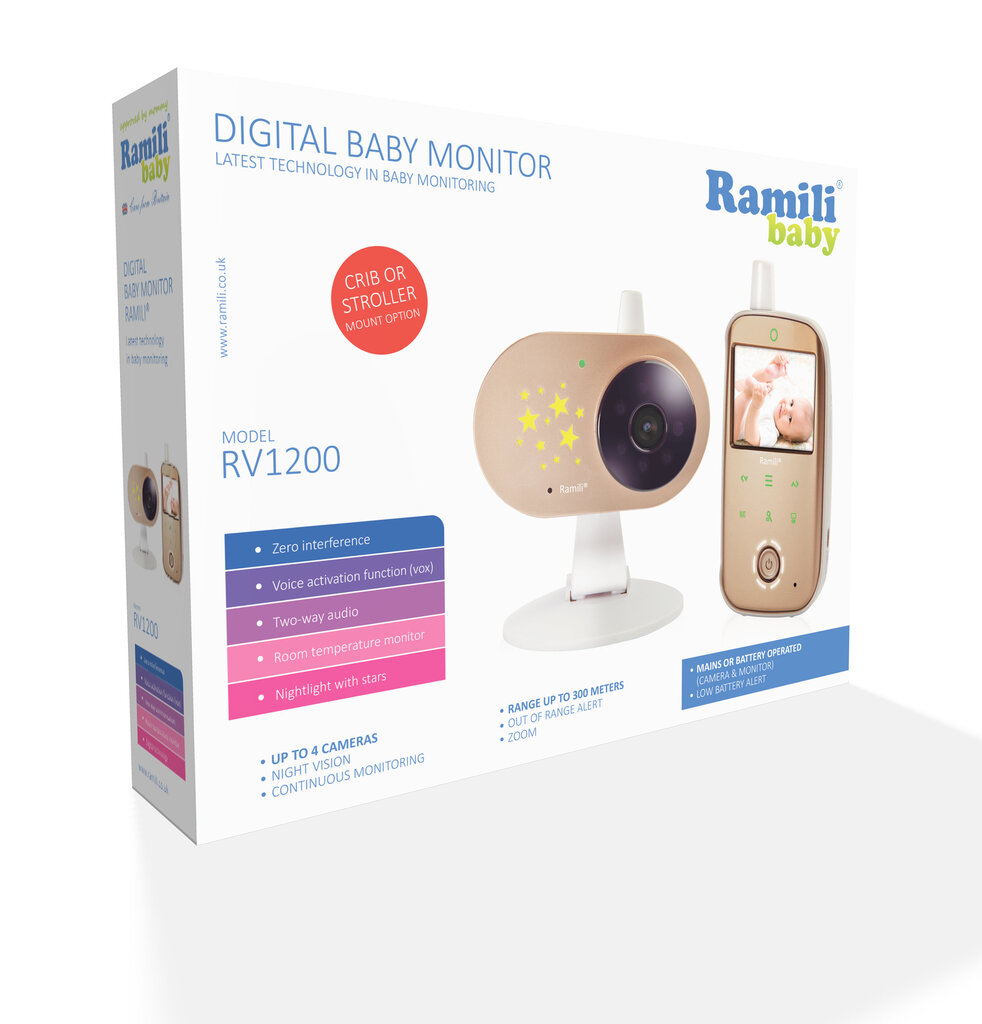 Ramili Baby RV1200 Videoaukle (ar diviem akumulatoriem) цена и информация | Radio un video aukles | 220.lv