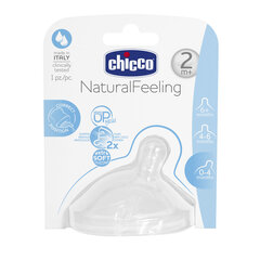 Silikona knupis Chicco Natural Feeling, 2 mēn. cena un informācija | Bērnu pudelītes un to aksesuāri | 220.lv