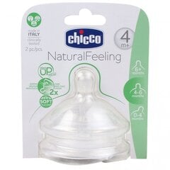 Silikona knupisChicco Natural Feeling, 4 mēn.,2 gab. цена и информация | Бутылочки и аксессуары | 220.lv