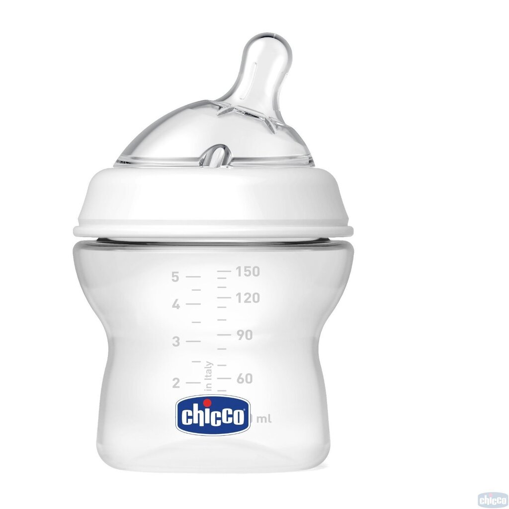 Pudele Chicco Natural Feeling 150 ml, 0 mēneši, vidēja plūsma cena un informācija | Bērnu pudelītes un to aksesuāri | 220.lv