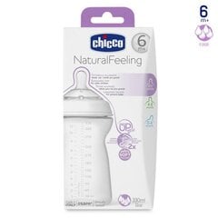 Бутылочка Chicco Natural Feeling 330 ml, 6 мес. цена и информация | Бутылочки и аксессуары | 220.lv