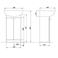 Шкафчик для ванной с раковиной Kolo Solo 50 см, белый цена и информация | Шкафчики для ванной | 220.lv