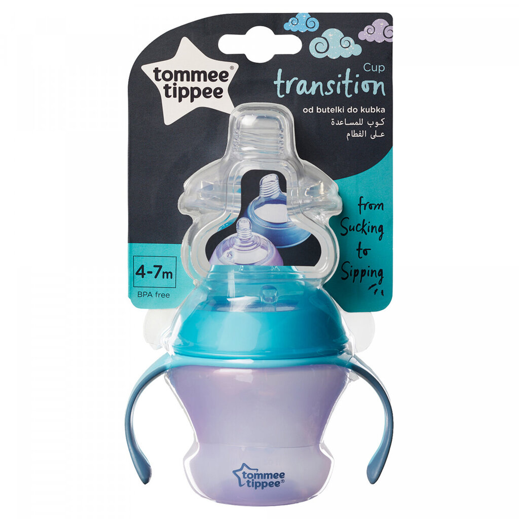 TOMMEE TIPPEE barošanas pudelīte ar rokturiem 4-7m цена и информация | Bērnu pudelītes un to aksesuāri | 220.lv