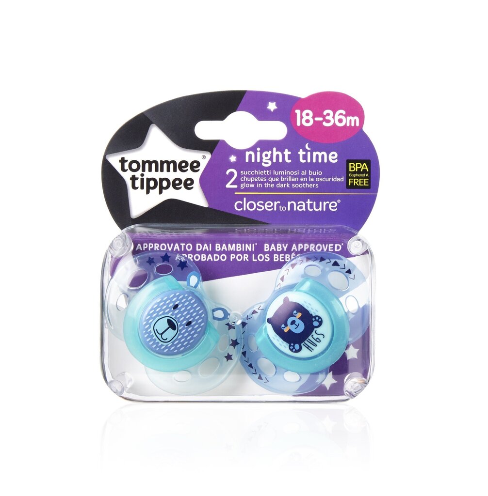 Māneklītis silikona Tommee Tippee Night Style 43341303, 2 gab. cena un informācija | Knupīši | 220.lv