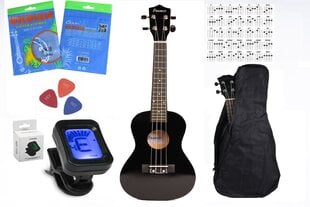 Koncerta ukuleles mega komplekts Jasmin Black cena un informācija | Ģitāras | 220.lv