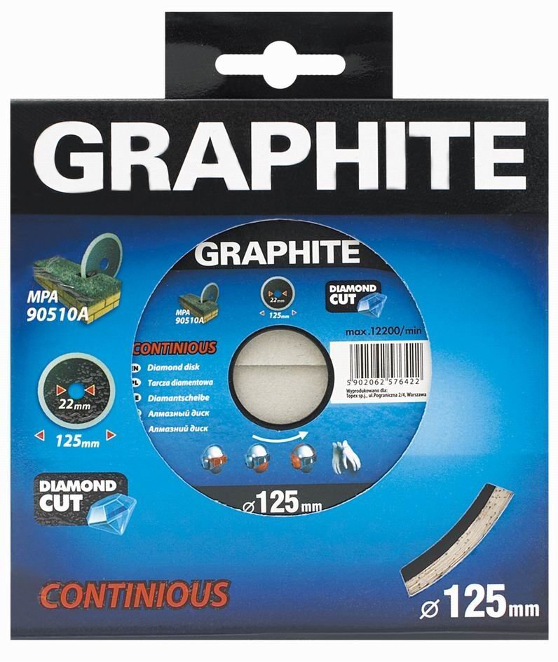 Dimanta disks GRAPHITE 57H617, diametrs 125mm, segmentēts cena un informācija | Rokas instrumenti | 220.lv