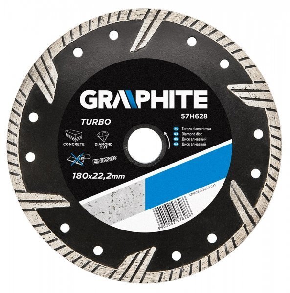 Dimanta disks GRAPHITE 57H628, diametrs 180mm, Turbo cena un informācija | Rokas instrumenti | 220.lv