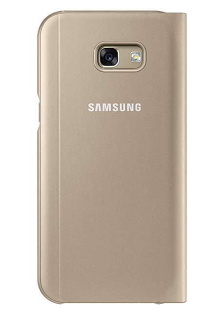 Sāniski atverams maciņš S-View priekš Samsung Galaxy A5 (A520), Zeltains cena un informācija | Telefonu vāciņi, maciņi | 220.lv