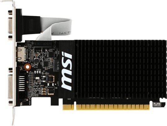 MSI GeForce GT 710 1GB DDR3 (64 bit) HDMI, DVI, D-arb (GT 710 1GD3H LP) (V809-1899R) cena un informācija | Videokartes (GPU) | 220.lv