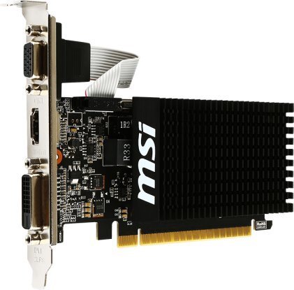 MSI GeForce GT 710 1GB DDR3 (64 bit) HDMI, DVI, D-arb (GT 710 1GD3H LP) (V809-1899R) cena un informācija | Videokartes (GPU) | 220.lv