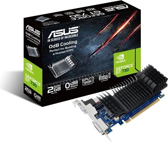 Asus GeForce GT 730 2 GB GDDR5 (64 bitu) D-Sub, HDMI, DVI (GT730-SL-2GD5-BRK) цена и информация | Videokartes (GPU) | 220.lv