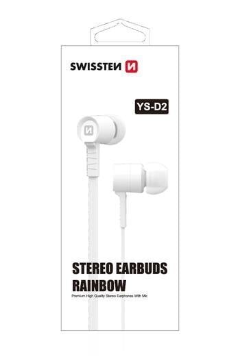 Swissten Earbuds Rainbow YS-D2 Stereo Austiņas ar Mikrofonu 3,5mm / 1.2m Baltas cena un informācija | Austiņas | 220.lv