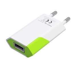 Techly Slim USB charger 230V -> 5V/1A white/green cena un informācija | Lādētāji un adapteri | 220.lv