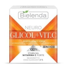 Bielenda Neuro Glikol + Vitamin C pretgrumbu ādas toni izlīdzinošs nakts krēms 50 ml cena un informācija | Sejas krēmi | 220.lv