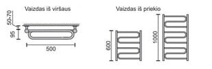Полотенцесушитель Rosela W, 500x600 мм, 280Вт цена и информация | Радиаторы для ванной | 220.lv