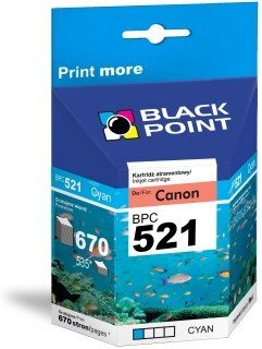 Ink Black Point BPC521C | Cyan | chip | 670 p. | Canon CLI-521C цена и информация | Tintes kārtridži | 220.lv