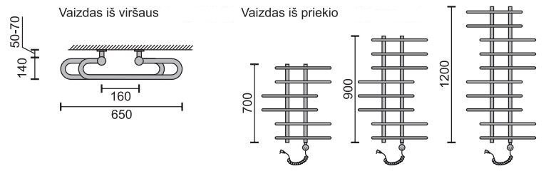 Elektriskais dvieļu žāvētājs Rosela Akord ar sildīšanas elementu, Pulēts tērauds, 650x700 mm, 200W cena un informācija | Dvieļu žāvētāji | 220.lv