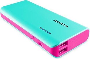 ADATA Power bank APT100-10000M-5V-CTBPK 10000 mAh, Tiffany Blue/ Pink, DEMO ,PACKAGING цена и информация | Зарядные устройства Power bank | 220.lv