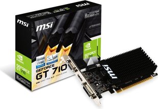 Видеокарта MSI GeForce GT 710 2GB DDR3, 64 bit, HDMI, DVI, D-Sub, GT 710 2GD3H LP цена и информация | Видеокарты (GPU) | 220.lv