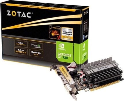 Видеокарта ZOTAC GT 730 ZONE Edition Low Profile 4GB DDR3 цена и информация | Видеокарты (GPU) | 220.lv