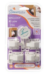 Магнитный замок Dreambaby The Mag Lock®, 4 шт.+ ключ цена и информация | Товары для безопасности детей дома | 220.lv