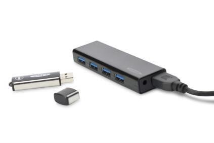 EDNET Hub 4-port USB 3.0 Super ātrums, barošanas avots, melns цена и информация | Adapteri un USB centrmezgli | 220.lv