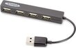 EDNET HUB 4-port USB2.0 ''Mini'', passive, black cena un informācija | Adapteri un USB centrmezgli | 220.lv