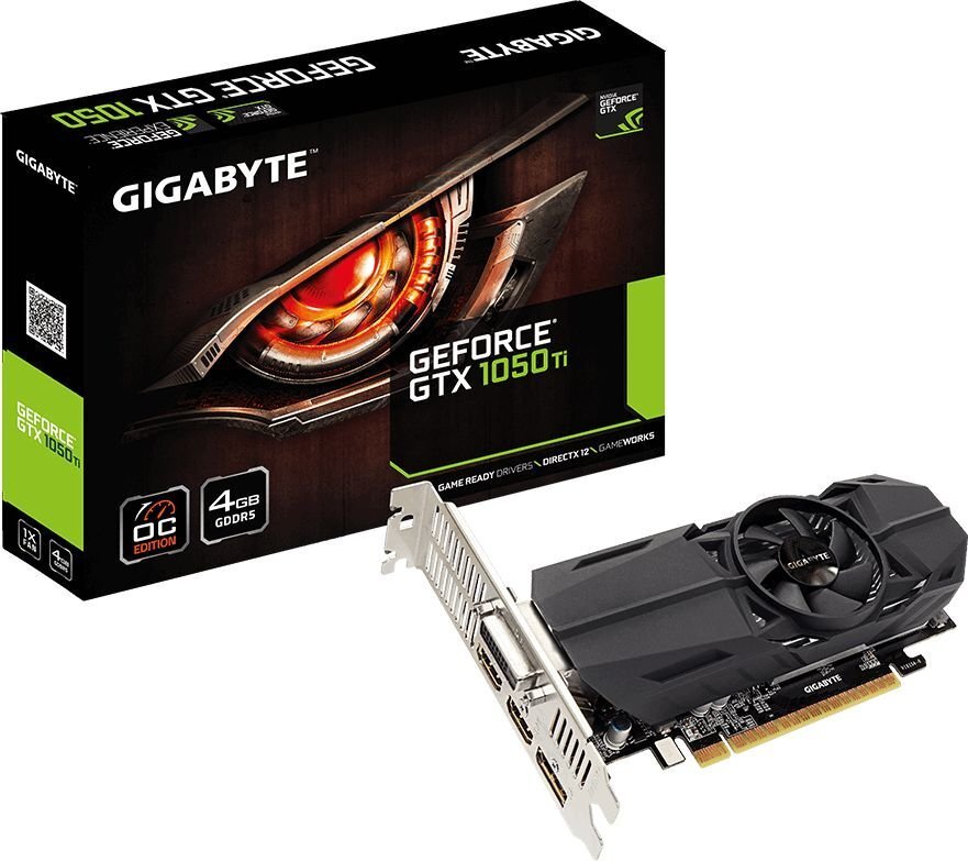 Gigabyte GeForce GTX1050 Ti OC LP 4GB GDDR5 PCIE GV-N105TOC-4GL cena un informācija | Videokartes (GPU) | 220.lv