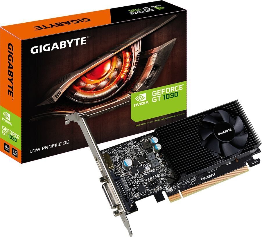 Gigabyte GeForce GT 1030 2 GB GDDR5 (64 biti), DVI-D, HDMI, BOX (GV-N1030D5-2GL) cena un informācija | Videokartes (GPU) | 220.lv